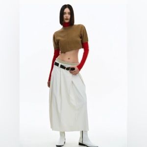 Source Unknown - White Faux Suede Skirt - size Large